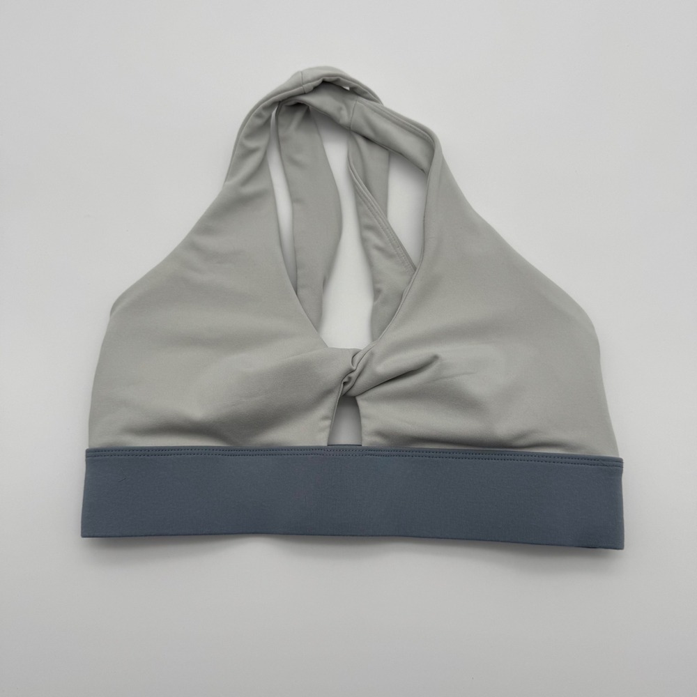 Fabletics Grey Twist Front Keyhole Cross Back Sports‎ Bra S Small